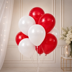 Red & White Large Latex Balloons - 20 PK